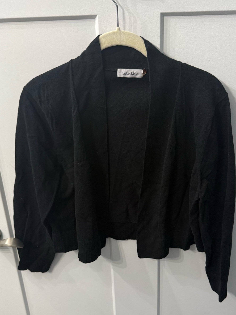 Calvin Klein Black Open-Front Cropped  Cardigan